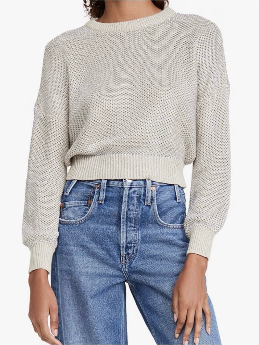 BB Dakota Steve Madden Metallic Open Knit Crewneck Sweater